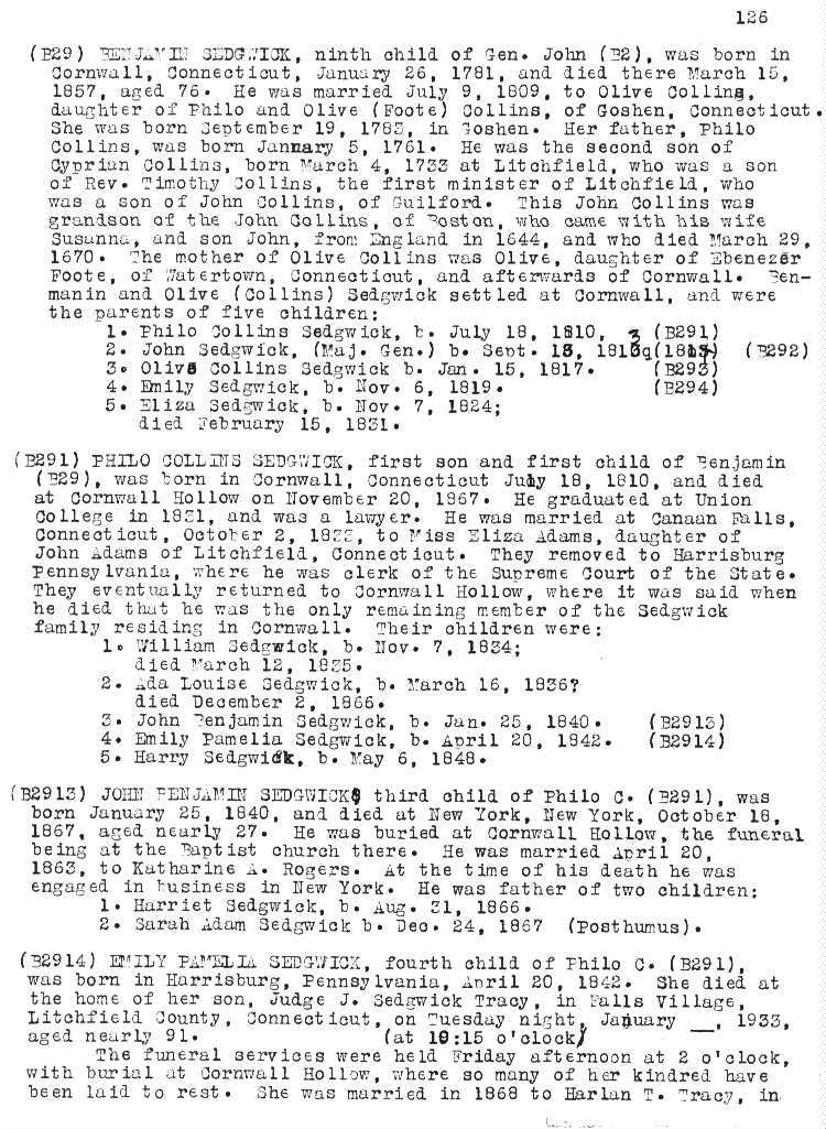 A Genealogy of the Sedgwick Family in America since 1635
